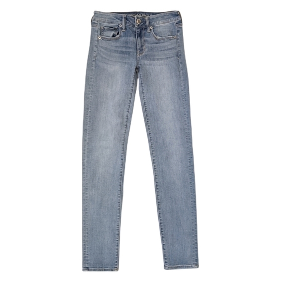 AMERICAN Eagle light wash skinny jeans sz 2 Long - Picture 3 of 10
